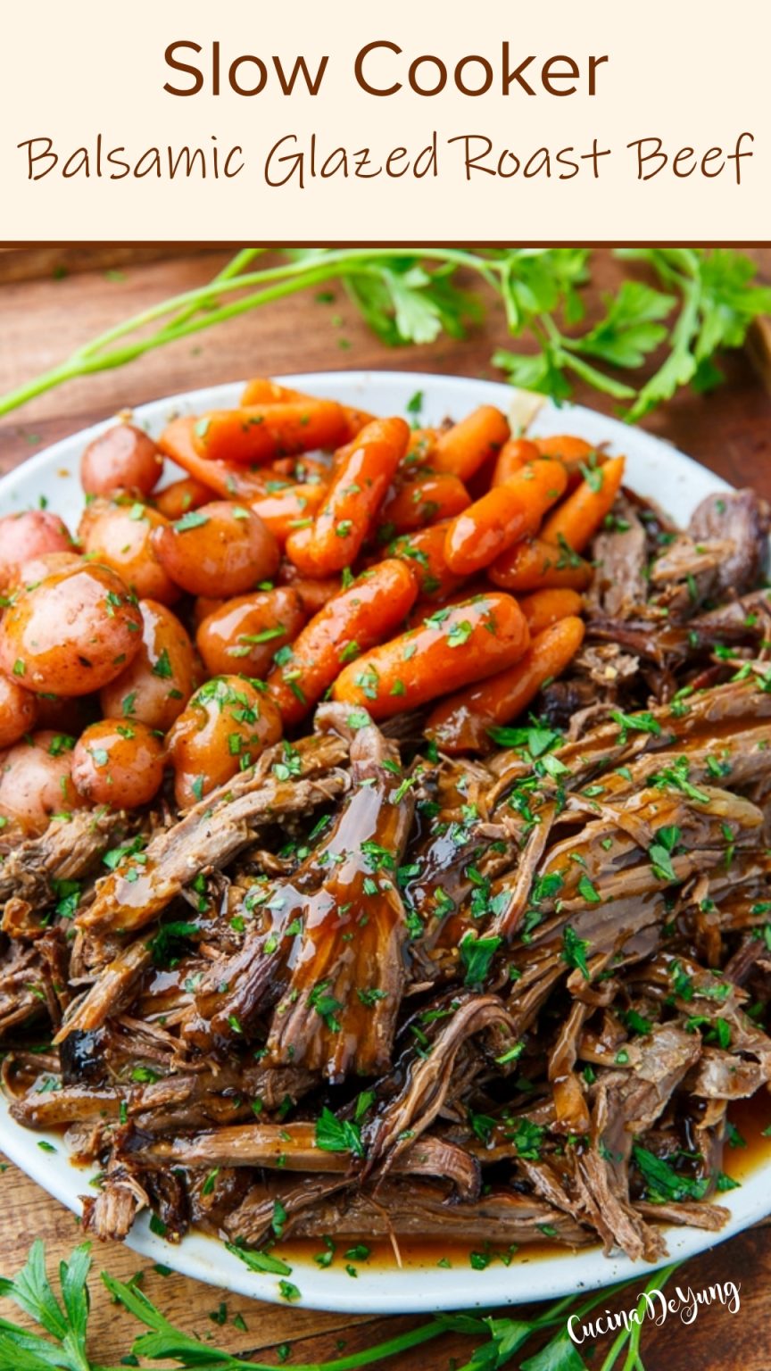 Delicious Slow Cooker Balsamic Glazed Roast Beef Cucinadeyung