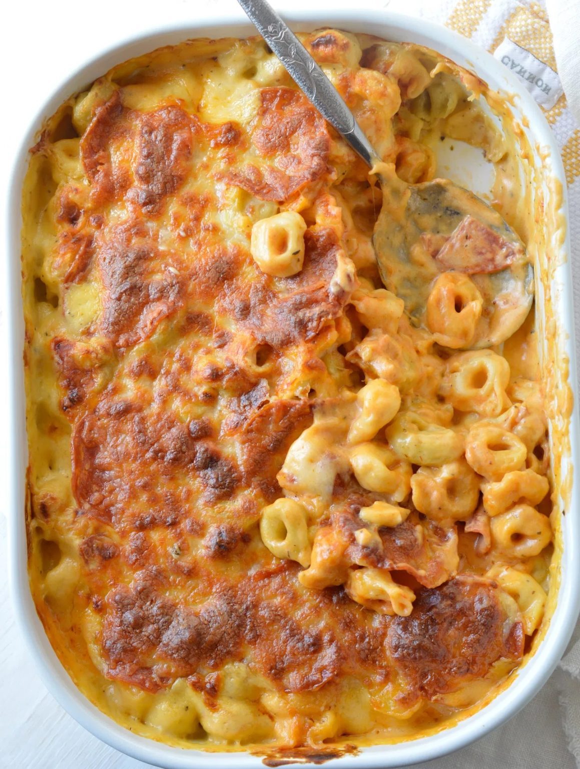 Easy Cheese Tortellini Pepperoni Pizza Casserole Recipe CucinaDeYung