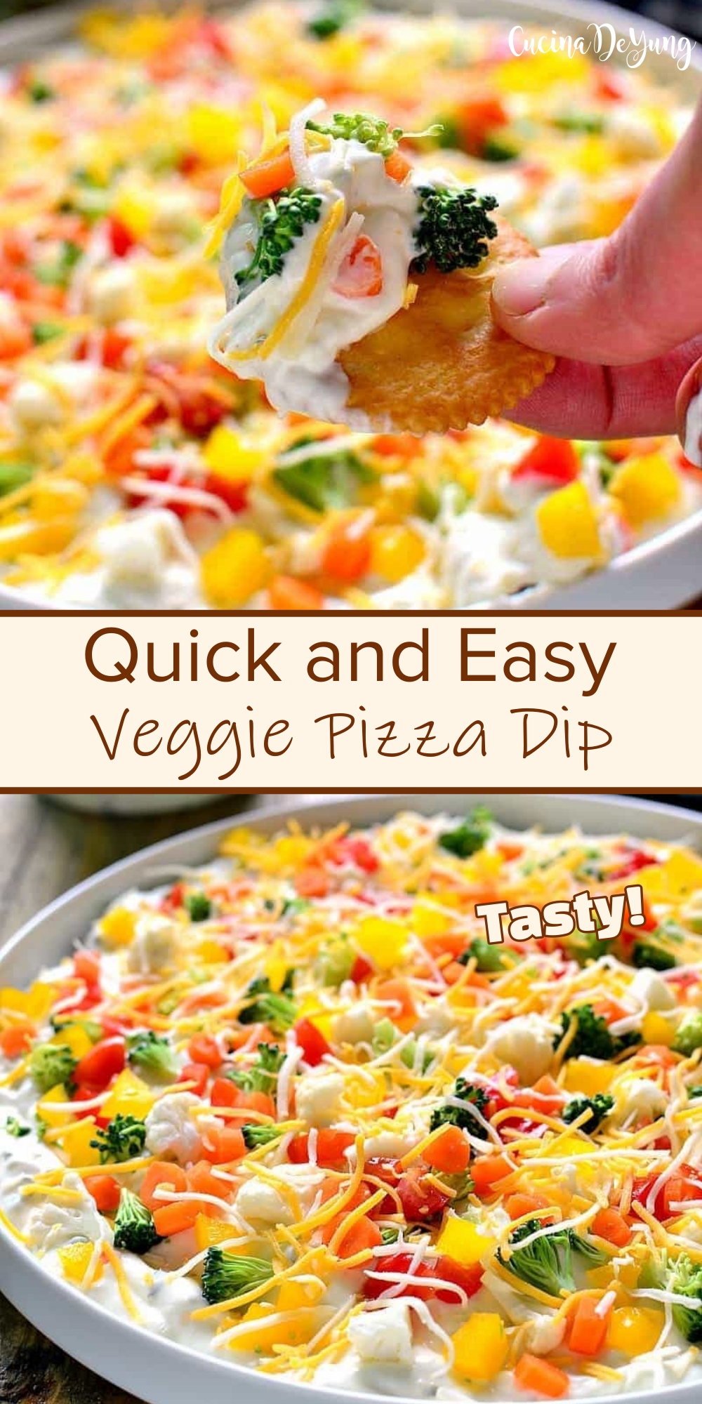 Quick and Easy Veggie Pizza Dip - CUCINADEYUNG