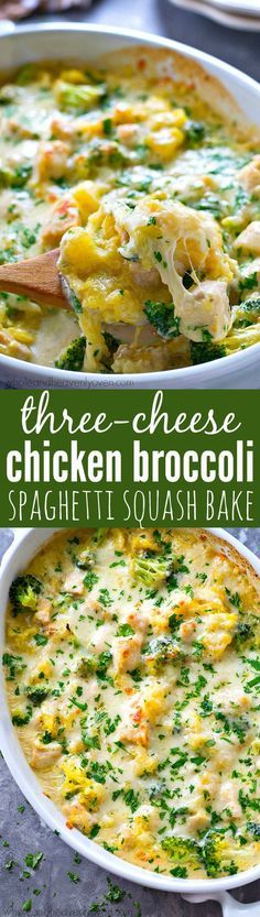 Three-Cheese Chicken Broccoli Spaghetti Squash Bake - CUCINA DE YUNG