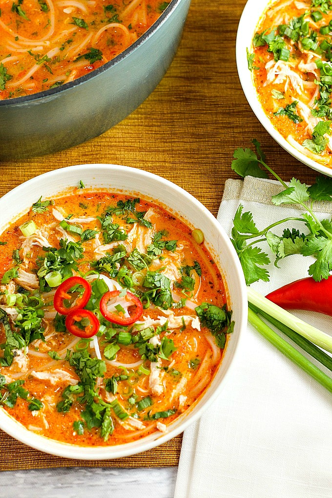 Spicy Thai Chicken Noodle Soup Recipe - CUCINA DE YUNG