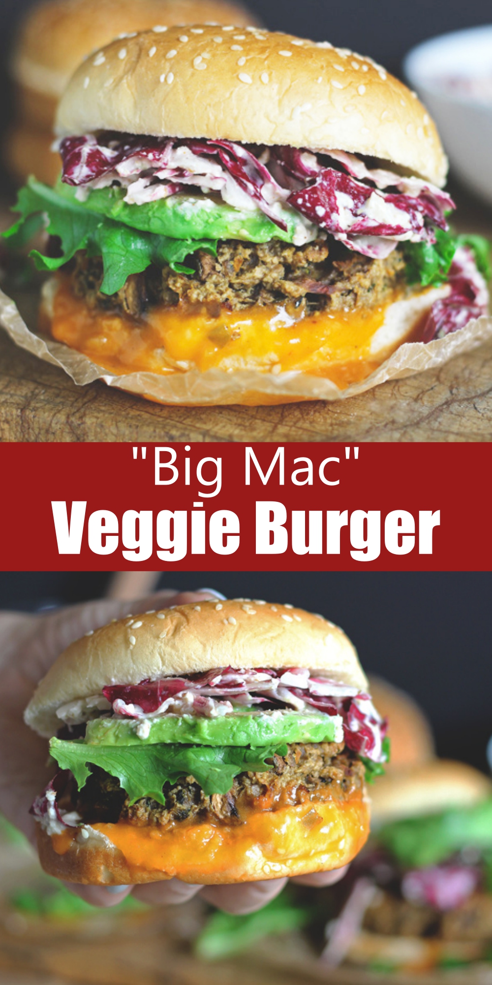 The Best Veggie 'Big Mac' Burger with Radicchio Slaw (Vegan) - CucinaDeYung