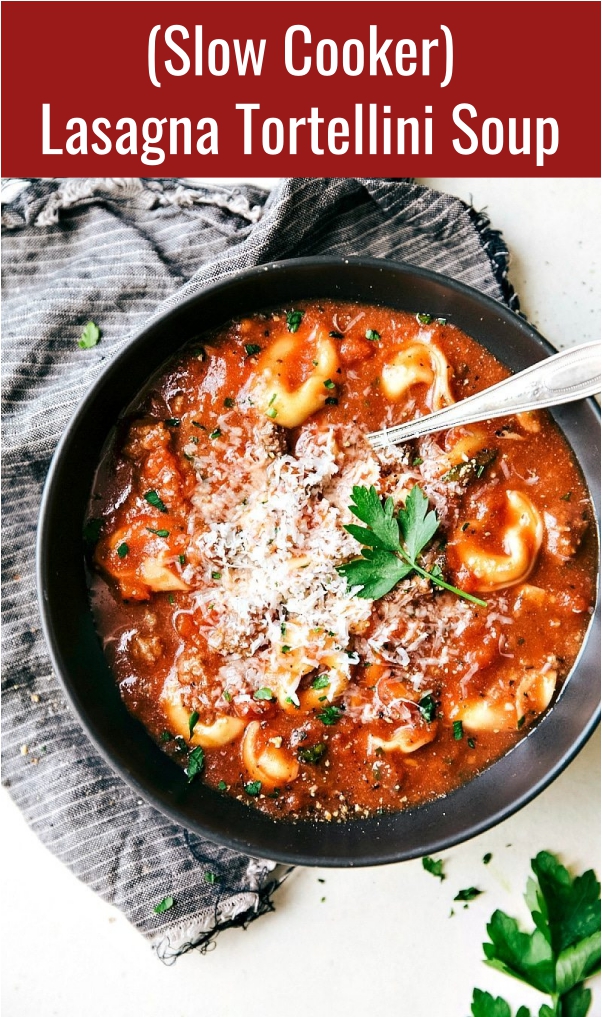 (Slow Cooker) Lasagna Tortellini Soup Recipe - Cucinadeyung